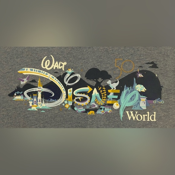 Sz M Walt Disney World 50th Anniversary Blue Ringer Shirt - Picture 5 of 13